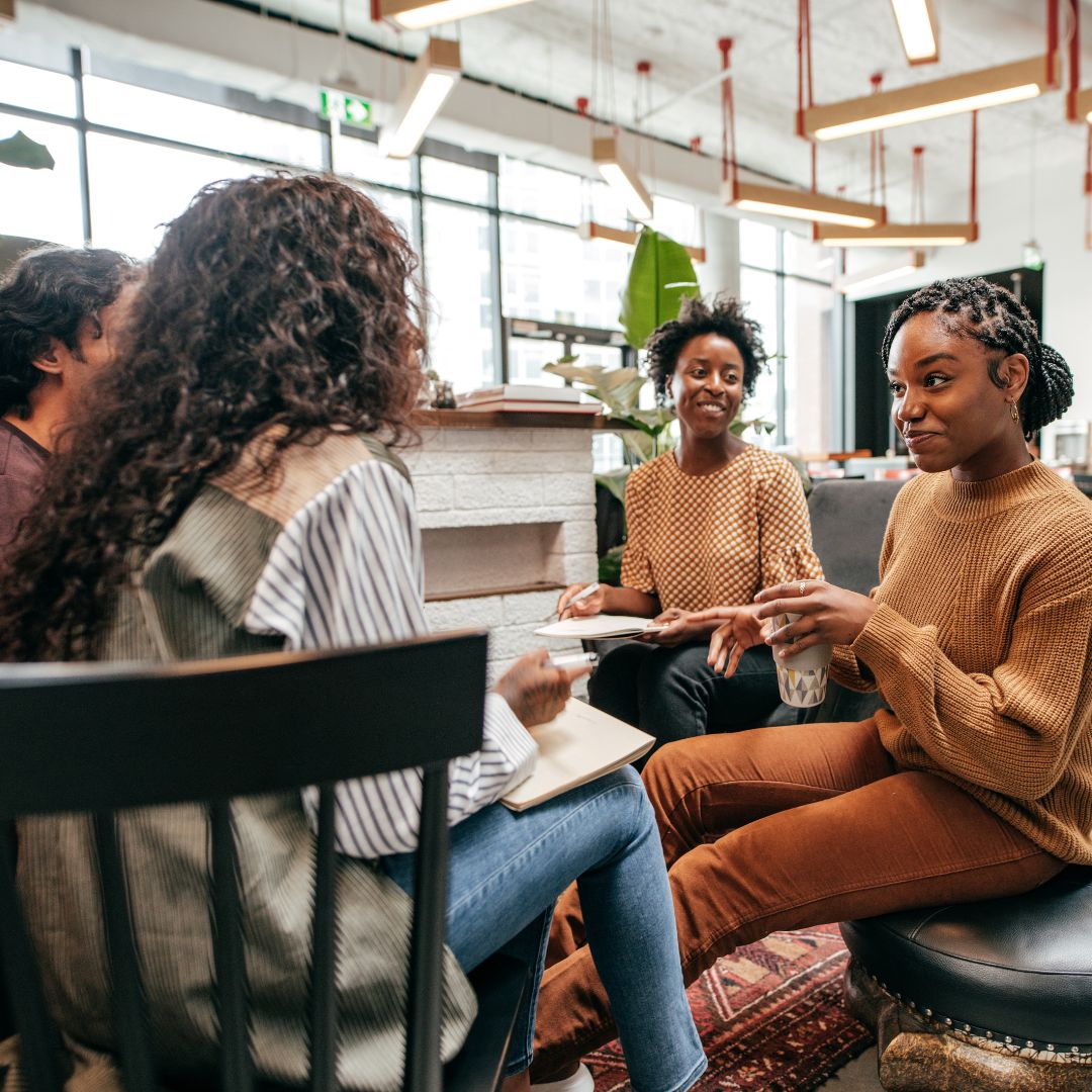 a group of women talking